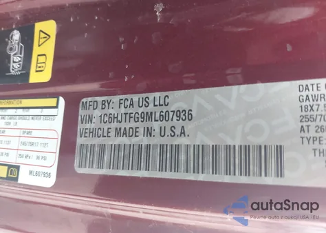 2021 Jeep Gladiator Overland 4X4 z USA, uszkodzony, nr VIN 1C6HJTFG9ML607936